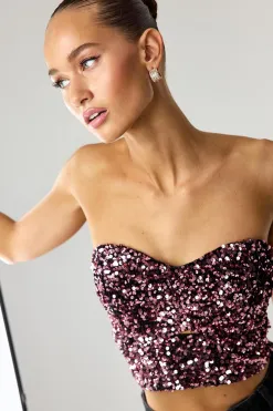Fashion LOAVIES GLITTER THROUGH THE NIGHT Donkerroze